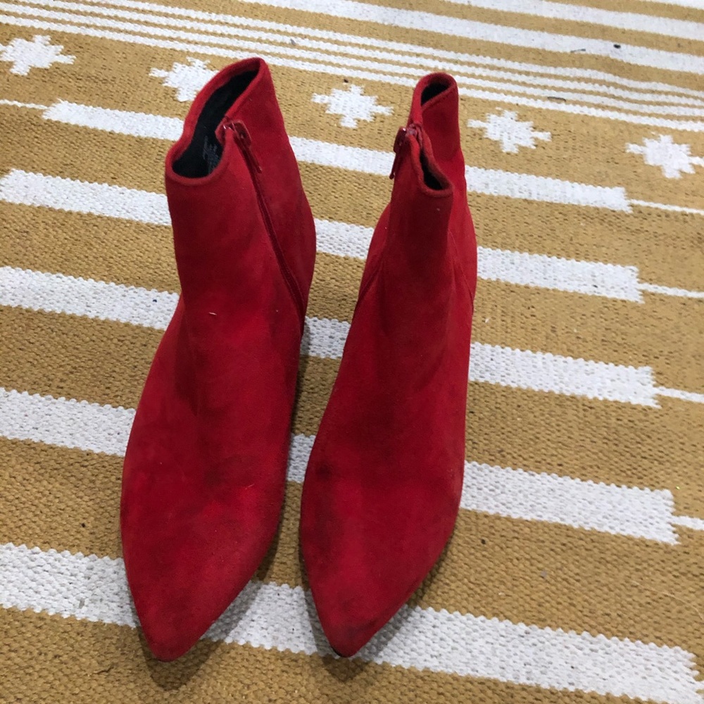 Steve Madden Red Suede Pointed Toe Ankle Boots